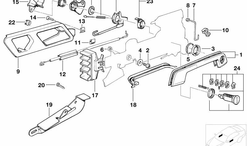 Kit de reparación cilindro de cierre para BMW Serie 5 E34, Serie 7 E32 (OEM 51218105491). Original BMW.