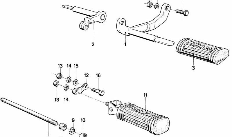 Reposapiés izquierdo OEM 46712301525 para BMW Motorrad (Modelos compatibles: R850GS, R1100GS, R1150GS, R1200GS). Original BMW.