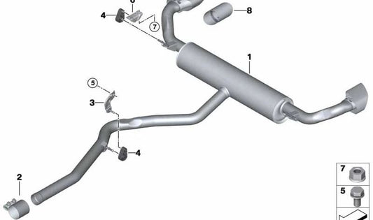 Silenciador para BMW X5 F15, X6 F16 (OEM 18308572489). Original BMW