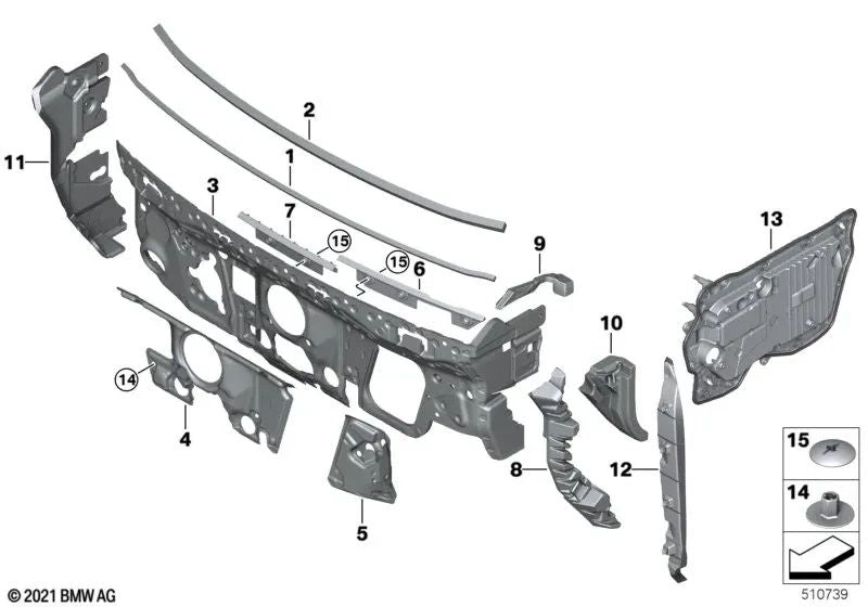 Sellado del marco lateral izquierdo para BMW I20 (OEM 51487948157). Original BMW.