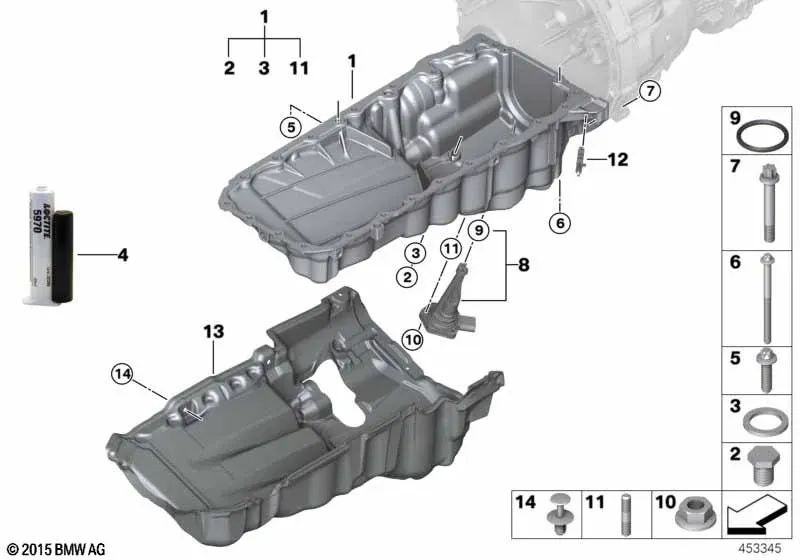 Cubierta acústica para cárter de aceite para BMW Serie 5 G30, G38, Serie 6 G32, Serie 7 G11, G12 (OEM 11148642179). Original BMW.