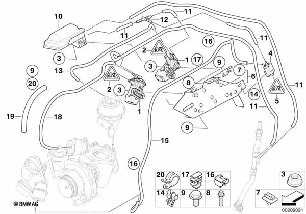 Clip para BMW Serie 1 E81, E82, E87N, E88, X1 E84 (OEM 11657807213). Original BMW