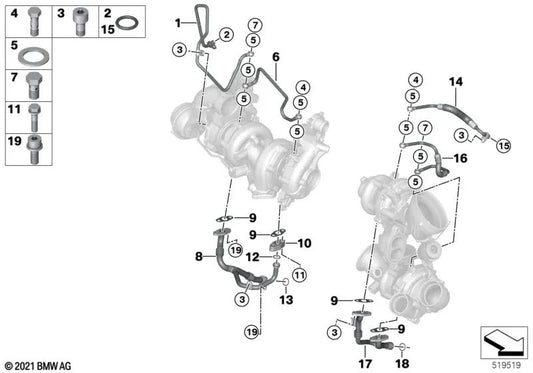 Brida para BMW Serie 5 G30, G31, Serie 7 G11, G11N, G12, G12N, X5 G05, X6 G06, X7 G07 (OEM 11658473169). Original BMW