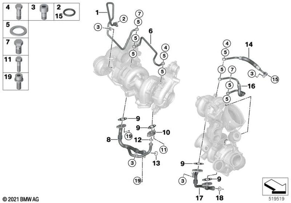 Brida para BMW Serie 5 G30, G31, Serie 7 G11, G11N, G12, G12N, X5 G05, X6 G06, X7 G07 (OEM 11658473169). Original BMW