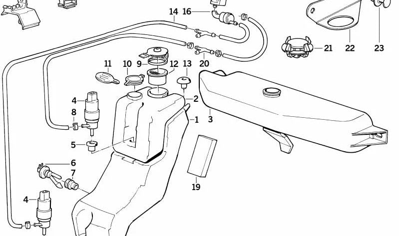 Flüssigkeitstank für BMW 5er E34 (OEM 61671391356). Original BMW