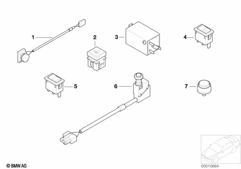 Interruptor de luz de lectura trasera para BMW E39 (OEM 61311391299). Original BMW