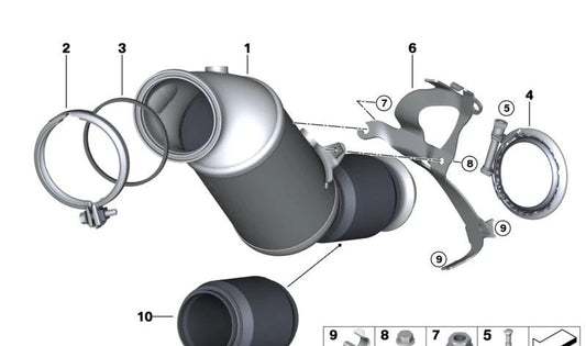 Soporte de catalizador OEM 18328648411 para BMW F22, F23, F30, F31, F34, F32, F33, F36. Original BMW.