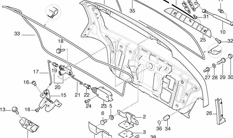 Resorte de Gas Reforzado para BMW Serie 3 E36 (OEM 51248245031). Original BMW