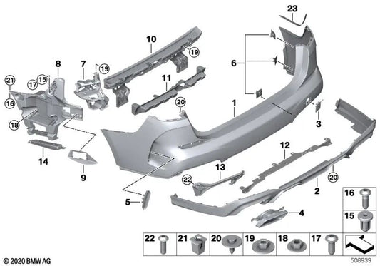 Soporte embellecedor tubo de escape derecho para BMW F44 (OEM 51128075530). Original BMW