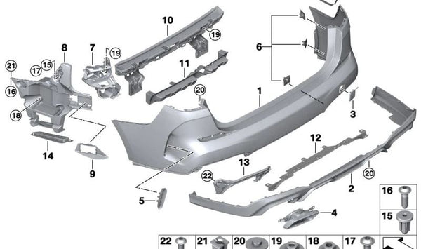 Embellecedor de tubo de escape izquierdo para BMW F44 (OEM 51128080495). Original BMW