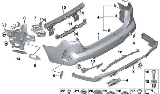 Front bumper support guide left OEM 51128494945 for BMW F44. Original BMW.