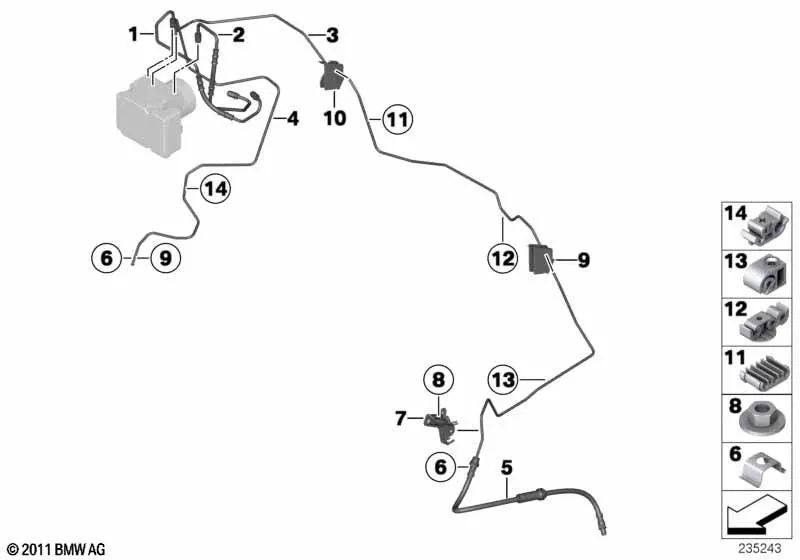 Tubería con manguera de alta presión para BMW Serie 1 E81, E82, E87, E87N, E88 Serie 3 E90, E91, E92, E93 (OEM 34326853514). Original BMW.