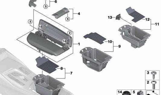 Mittelarmlehnen-Gummidämpfer für BMW F90, G30, G31, G32 (OEM 51166995514). Original BMW