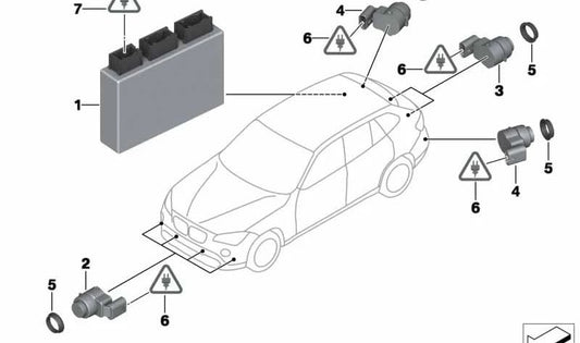 Sensor ultrasónico Glaciersilber para BMW E84 (OEM 66209289022). Original BMW