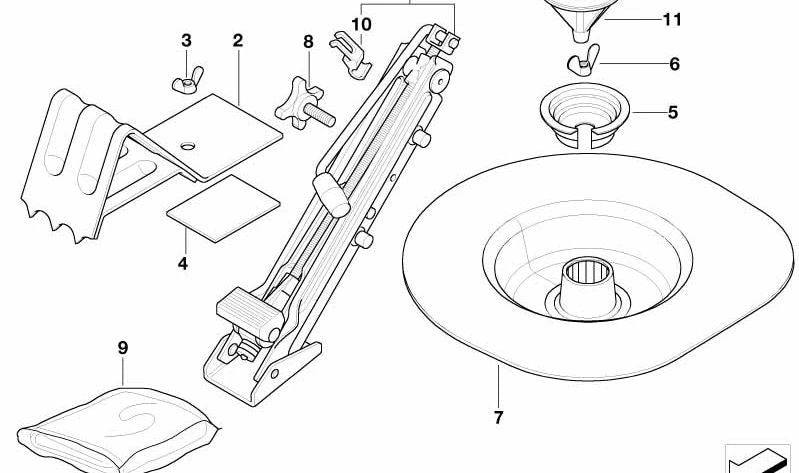 Gato articulado de acero para BMW E46, E60, E61, E63, E64 (OEM 71126767944). Original BMW.