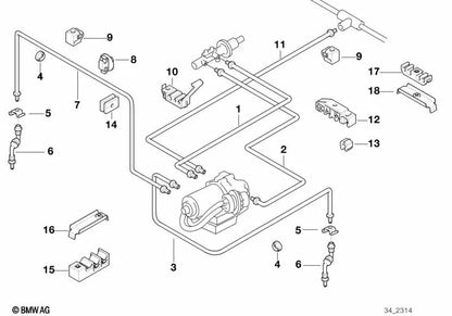 Soporte de la línea de combustible para BMW E36, E31 (OEM 16121180416). Original BMW