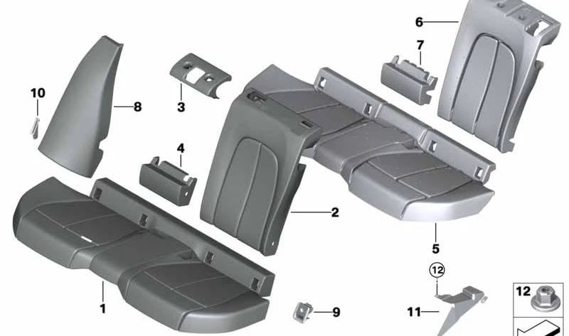 Funda respaldo derecha para BMW Serie 1 F40 (OEM 52208096838). Original BMW