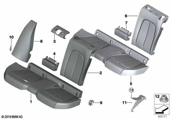 Funda básica del asiento de tela para BMW Serie 2 F44 (OEM 52208096855). Original BMW.