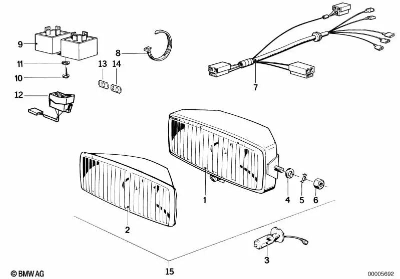 Fog light wiring harness for BMW E46, F30, F80 (OEM 61121243718). Original BMW