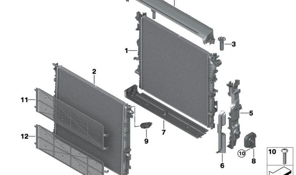 Enfriador de refrigerante para BMW G60, G61, G68, G70 (OEM 17117925806). Original BMW