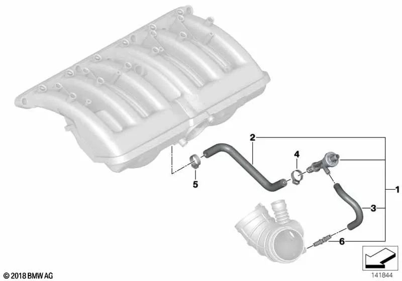 Codo para BMW E46, E39 (OEM 13327503677). Original BMW.