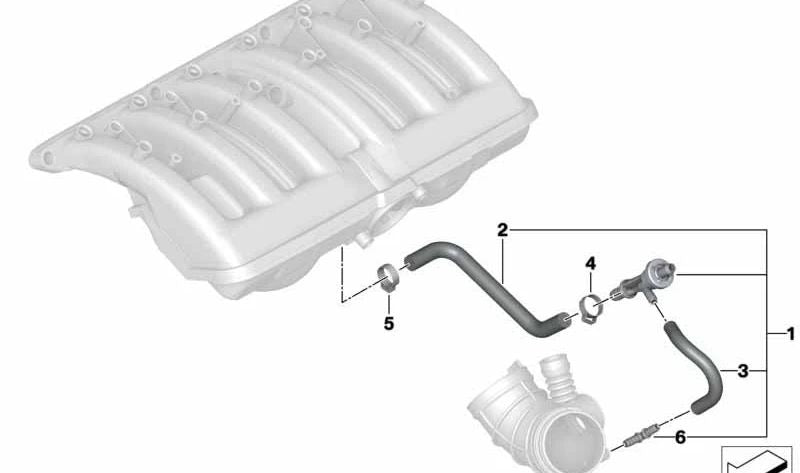 Codo de Manguera para BMW E46, E39 (OEM 11617547582). Original BMW