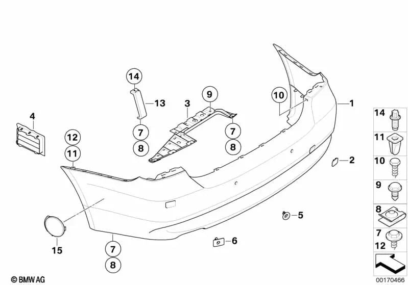 Tapa del gancho de remolque imprimada para BMW Serie 3 E90N (OEM 51127202673). Original BMW.