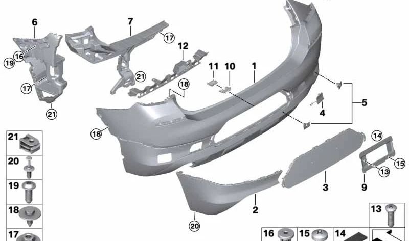 Guía Parachoques lateral izquierda para BMW F39 (OEM 51127426437). Original BMW