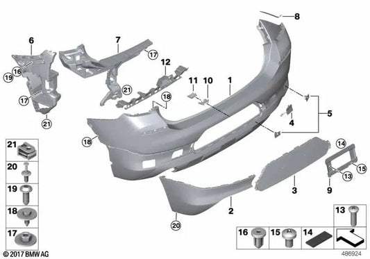 Stoßstangenverkleidung hinten, grundiert für BMW F39 (OEM 51129448905). Original BMW.