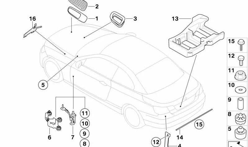 Soporte trasero izquierdo para BMW Serie 3 E90, E92, E93 (OEM 51718041983). Original BMW.