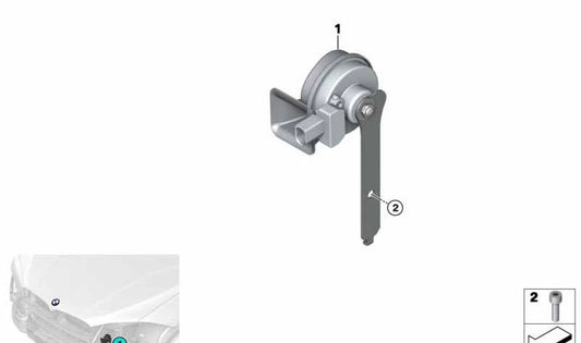 Bocina electrónica de tono grave OEM 61335A6E7D5 para BMW F15, F85, F16, F86. Original BMW.