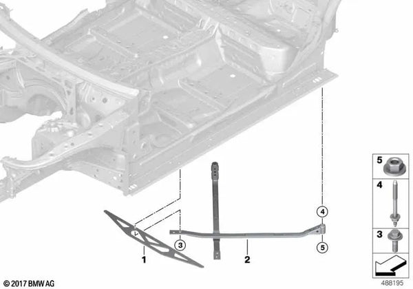 Soporte de conexión túnel trasero para BMW F90, F90N (OEM 33318064485). Original BMW