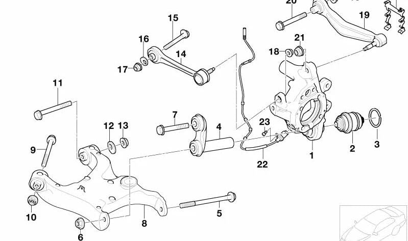 Brazo oscilante derecho para BMW E60, E60N, E63, E64N (OEM 33326754558). Original BMW