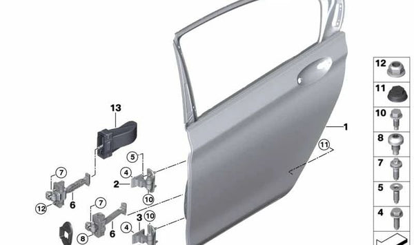 Freno de puerta trasero para BMW G38, G38N (OEM 51229492670). Original BMW.