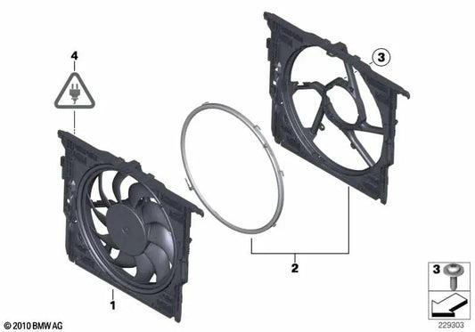 Marco del ventilador con ventilador para BMW F06, F01, F02 (OEM 17117601909). Original BMW