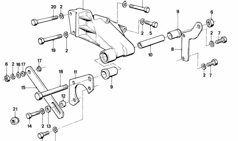 Silentblock de soporte de dirección OEM 32411258879 para BMW E21, E30, E12, E28. Original BMW.