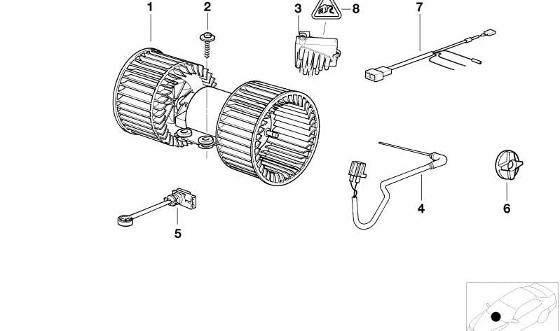 Ventilador calefacción OEM 64118372493 para BMW Serie 5 E39. Original BMW.