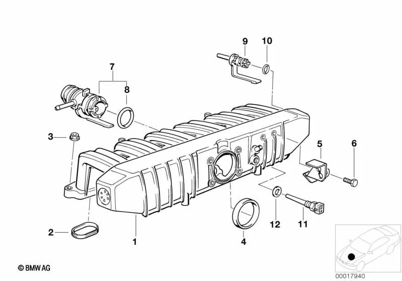 Soporte de fijación para BMW Serie 5 E34 (OEM 11611726531). Original BMW.