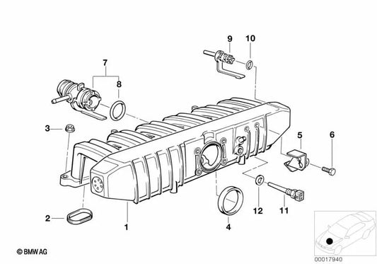 Soporte de fijación para BMW Serie 5 E34 (OEM 11611726531). Original BMW.