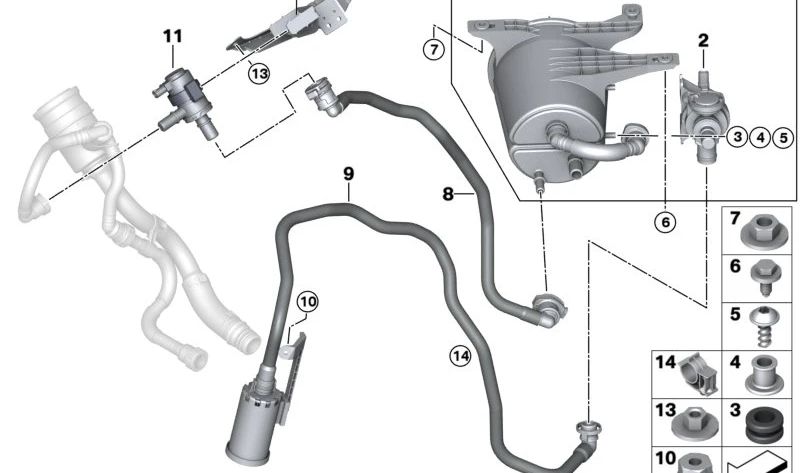 Clip de fijación OEM 16137466238 para BMW {G42, G20, G21, G28, G80, G22, G23, G26, G82}. Original BMW