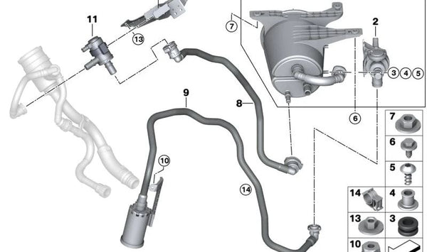 Clip de fijación OEM 16137466238 para BMW {G42, G20, G21, G28, G80, G22, G23, G26, G82}. Original BMW