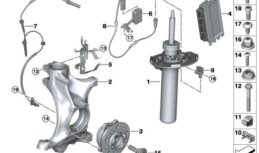 Soporte Giratorio de Corrección de Caída Izquierda para BMW Serie 3 G80, G81, Serie 4 G82N, G83N (OEM 31217883639). Original BMW