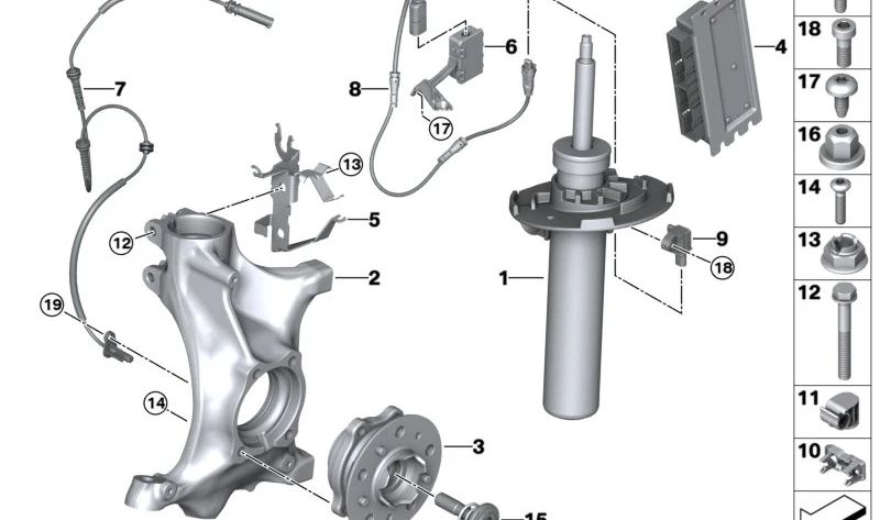 Amortiguador delantero izquierdo (EDC) OEM 31318091355 para BMW G80 (M3), G82 (M4). Original BMW.