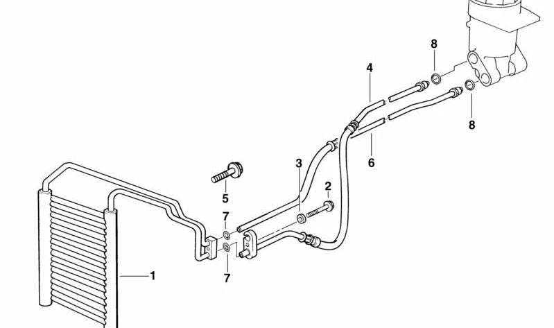 Conducción de Aceite de Retorno para BMW E38 Serie 7 (OEM 17111704411). Original BMW