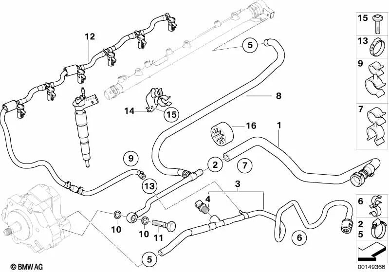 Kraftstoffversorgungsrohr für BMW 3er E90, E91, E92, E93 (OEM 13537801660). Original BMW