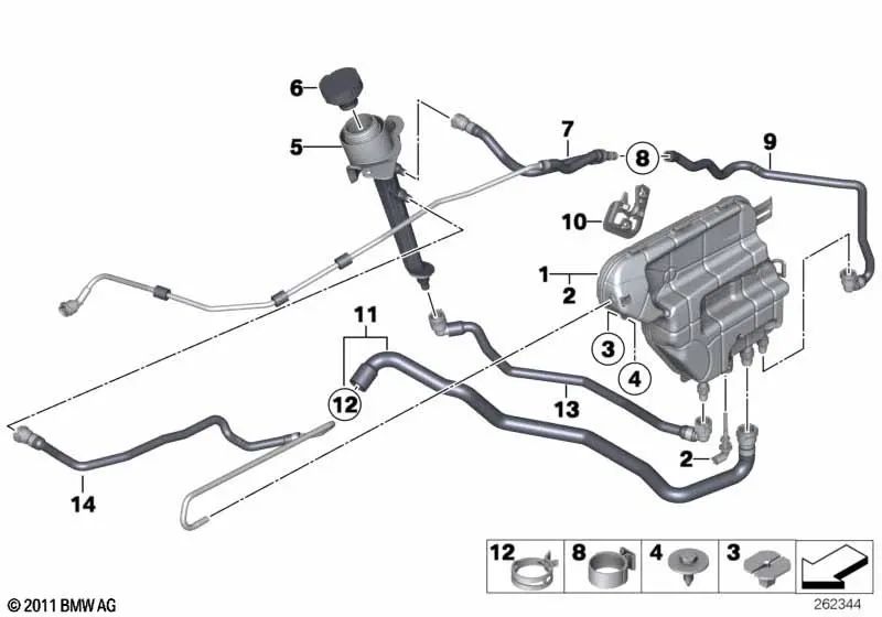 Tubo de Ventilación para BMW F07, F10, F11, F06, F12, F13, F01N, F02N (OEM 17122284284). Original BMW