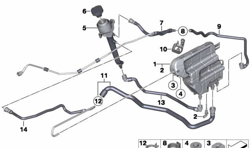 Manguera de refrigerante para BMW F06, F01N, F02N (OEM 17127619712). Original BMW