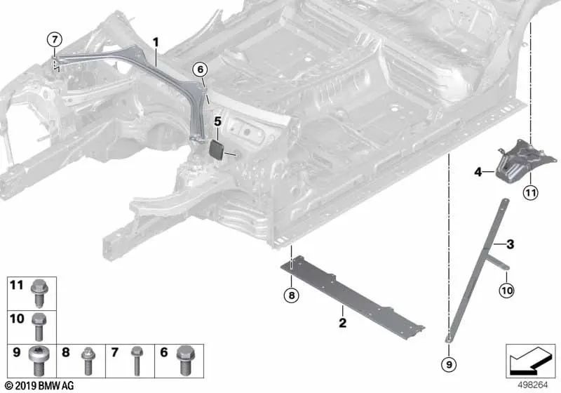 Barra de torsión trasera izquierda para BMW Serie 3 G21, G21N (OEM 51617447401). Original BMW