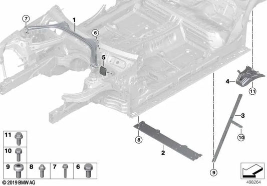 Barra de torsión trasera izquierda para BMW Serie 3 G21, G21N (OEM 51617447401). Original BMW