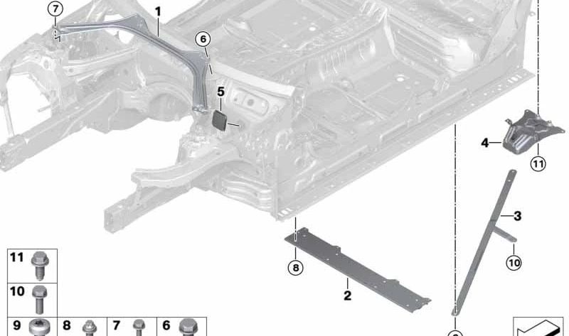 Tie de torsion arrière droite pour BMW G21, G21N (OEM 51618491470). BMW d'origine.